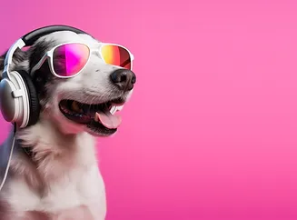 Dog with glasses